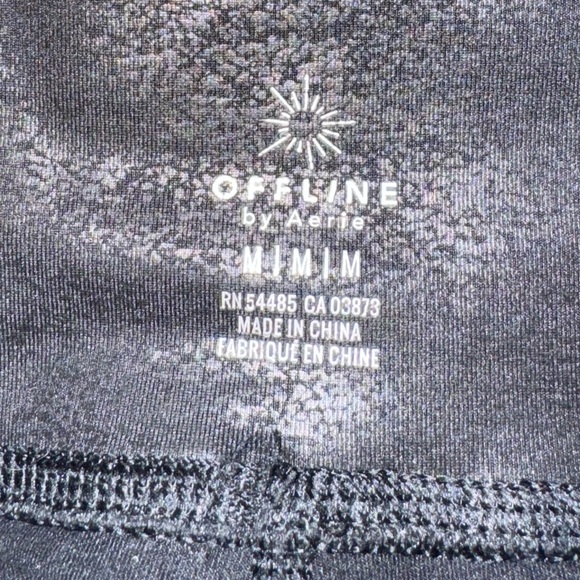 Aerie OFFLINE Leggings Shine Crackle Crossover Waist Legging Black Leather - Picture 3 of 3